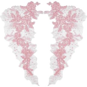 GORGECRAFT 3D Sequin Lace Applique Embroidery Sew on Leaf Flowers Collar Trim Patch Floral Motif Fabric Craft Decoration Patches for Sewing Wedding DIY Clothes Dress Pants Jeans Bag Garments Gold