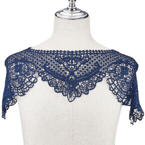 GORGECRAFT 30.3x11 Inch Embroidered Lace Neckline Neck Collar Floral Lace False Collar Detachable Neckline Trim Black Hollow Out Clothes Applique for Women Sewing Craft Supplies Garment Accessories