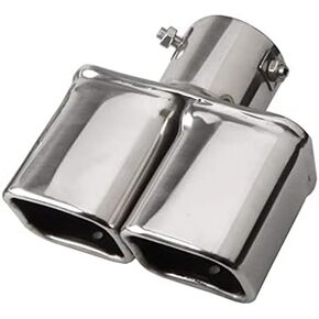 Dual Exhaust Tips 2.5 inch Inlet, Universal Stainless Exhaust Square Dual Tip Car Exhaust Pipe Modification Tail Throat Tail Pipe Muffler Tip (Straight,Silver)