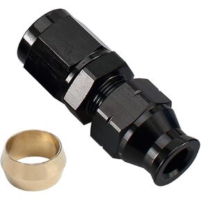 Aluminum Alloy -8 AN Female to 1/2" Hardline Tube Fuel Fitting Compression Adapter, Black Pack of 2
