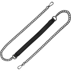Skweawert Black 39.37 Inch Purse Chain Strap, Leather Metal Chain Strap Handbag Chain Purse Handles Shoulder Cross Body Replacement Strap