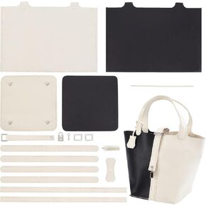 WADORN 20pcs DIY Handbag Making Materials, PU Leather Craft Knitting Crochet Bag Making Kit White Clutch Purse Making Supplies Handmade Sewing Tote Bag All Accessories, 6.5×8.6 Inch