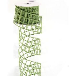Lime Green Mesh Burlap Wired Ribbon 2.5" x 10 Yards Rustic Wrapping Ribbon Net Ribbon for Christmas Home Decor Wedding Gift Wrapping Tree Topper Bows Wreaths Craft Supplies