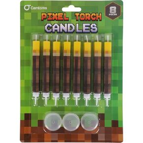 Birthday Candles for Miner Crafting, Birthday Party Decorations, Pixel Game Party Supplies