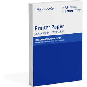 White Printer Paper 8.5 x 11 Inch,ItriAce Copy Regular Paper Compatible with Phomemo P831, HPRT MT800/Brother/HP/Canon Printer,200 Sheets US Letter Printer Papers.