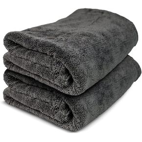 ExoForma Mega Car Drying Towel from No Streaks, Scratches, or Water Spots - Large Premium 1200 GSM Microfiber - Double Twist Pile & Edgeless Design for 1 Quick & Effortless Dry - 24" x 36"