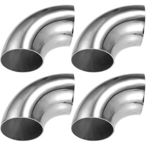 X AUTOHAUX 4 Pcs OD 1.5 Inch 90 Degree 1.2mm Thickness Mandrel Bend Elbow SS304 Stainless Steel Bend Tube Exhaust Elbow Pipe for Car Modified Exhaust System