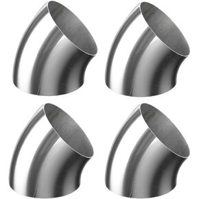 4 Pcs Exhaust Elbow Pipe 45 Degree Mandrel Bend Elbow 304 Stainless Steel Mandrel Bend Tube Pipe for Car Modified Exhaust System Stair Handrail,Thickness 16GA/.065" (OD: 2.5 Inch)