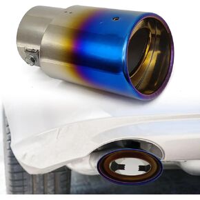 Universal Stainless Steel Car Exhaust Tip, Car Exhaust Pipe Modification Tail Throat Tail Pipe, 2.5" to 3.3" Adjustable Car Decoration 304 Stainless Steel with Bolt On Design(Black #Straight)