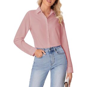 siliteelon Button Down Shirts for Women Wrinkle Free Dress Shirts Long Sleeve Shirts Formal Work Office Blouses Tops