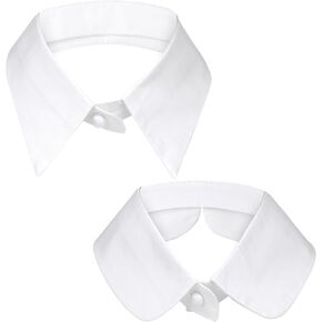 2 Pack Detachable Collar Fake Collar, White False Collar Fake Skirt Lapel Blouse Collars for Women Girls, 2 Styles White Simplicity Collar Faux False Collar for Dresses