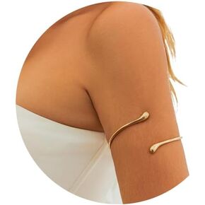 Sexy Water Drop Upper Arm Bracelet Open Adjustable Metal Arm Chain Bracelet Bikini Armband Chain Summer Beach Arm Cuff Bangle Body Jewelry for Women