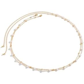 14K Gold Plated Body Chains, Dainty Boho Layered Beach Waist Chain Adjustable Bikini Belly Chain Jewelry Accessories Cuban Pearl Rope Belt Body Chains Bikini Body Jewelry for Women Teen Girls