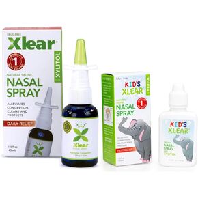 Xlear Nasal Spray and Kid’s Nasal Spray Bundle with Xylitol, Saline, Purified Water and Grapefruit Seed Extract, for Optimal Health to Cleanse Sinuses and Nasal Passages, 1.5 and .75 fl. oz.