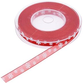 10mm x 20m Christmas Ribbons Snowflake Christmas Snowflake Xmas Gift Wrapping Ribbon Craft Mesh Ribbons Floral Arrangement Ribbon White
