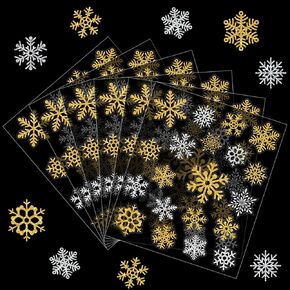 500Pcs Winter Paper Sticker Glitter Snowflake Envelope Seal Sticker Silver Gold Self-Adhesive Label Decal for Christmas Greeting Card Sealing Craft Supplies