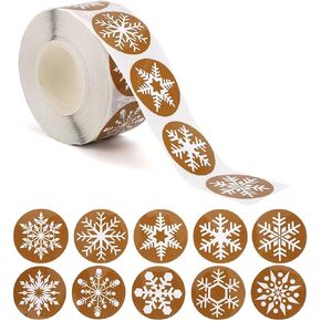 CCINEE Snowflake Stickers,Self Adhesive Snow Round Stickers for Christmas Label and Wrapping Supply,500PCS