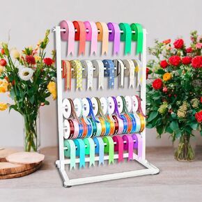 5 Tier Ribbon Holder Organizer Rack, Ribbon Organizer, Ribbon Organizer Storage Ribbon Rack for Craft Room, Flower Store, Cake Shop, White in Saudi Arabia