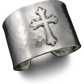 Silver Plated Collection Cuff Bracelet - Cross