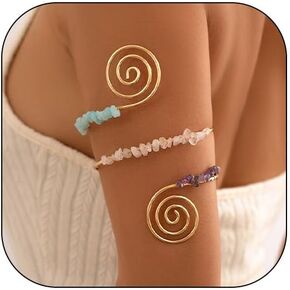 Choistily Arm Cuff Layered Arm Bracelet Arm Cuff Jewelry for Women Adjustable Upper Arm Cuff Bangle Greek Goddess Costume