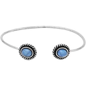 Rosemarie & Jubalee Women's Western Style Squash Blossom Open Cuff With Natural Semi Precious Howlite Stone Cowgirl Chic Bracelet