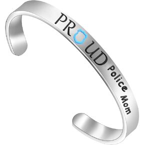 Police Mom Gift Cuff Bracelet Police Officer's Family Gifts My Hero Mom's Gift