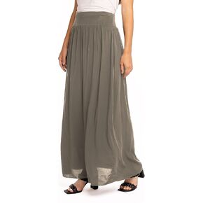 M Made in Italy Women's Maxi Skirt with Soft Elastic Waistband