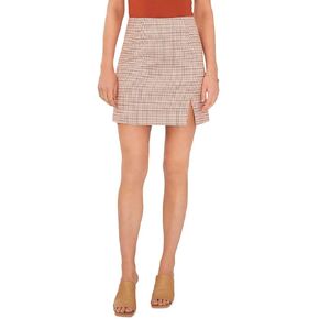 1.STATE Womens Plaid Side Slit Mini Skirt Orange 2