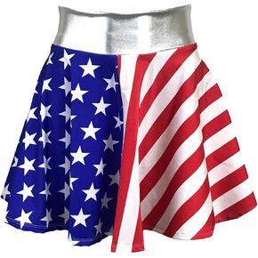 Stars & Stripes American Flag USA High-Waisted Skater Skirt - Made in USA