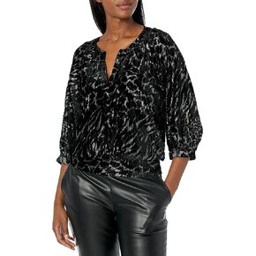 KARL LAGERFELD Women's Everyday 3/4 Sleeve Woven Top