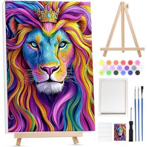 Bowetile Framed Paint by Numbers for Adults Beginners with Wooden Easel, Horse Adults' Paint-by-Number Kits on Canvas, Watercolor Acrylic Number Painting for Home Decor Christmas Gifts, 8x12in