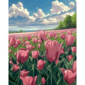 Natuyalo Paint by Numbers Kit for Adults Beginners, 16" Wx20 L Canvas Pictures Drawing Acrylic Paintwork with 3 Pcs Paintbrushes, Woman and Flowers