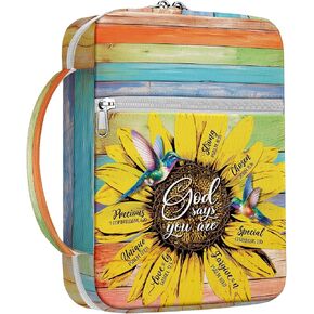 Bible Cover with Handles, Zippered Bible Carrying Case for Women and Girls, Bible Bag Portable, Covers for Bible, Gifts for Christmas Christian