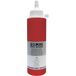 LUKAS CRYL Studio Artists Paint High Pigment Concentration Paint - 250 ml Bottle - Vermilion