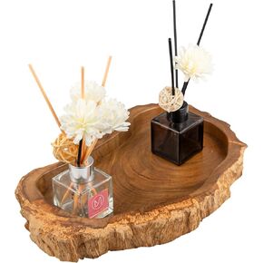 Natural Wooden Tray for Décor, Rustic Wooden Tray, Candle Holder Trays, Wood Tray for Home Décor, Irregular Shape Wood Trays, Size D(9") xH(1.2")