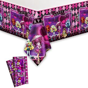 2Pack Monster High Tablecloth Disposable Tablecover Birthday Party Supplies and Decorations for Monster High Rectangle Tables 70"X42"