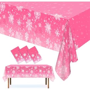 3 Pcs Frozen Tablecloth Winter Snowflake Tablecloth Decorations Blue Frozen Plastic Table Cloths for Winter Holiday Birthday Christmas Frozen Party Decorations 54x108 Inch