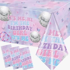 3pieces Its Me Hi Im The Birthday Girl Its Me Tablecloth, 71 * 43 Inch Girl Music Birthday Decorations Tablecloth Disposable Its Me Hi Im The Birthday Girl Its Me Table Cover for Girl Birthday Party
