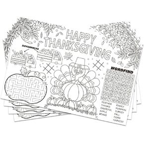 Disposable Fall Thanksgiving Place Mats for Kids 12 Pack Tom turkey Paper Place Mat 11"x 17" Turkey Thanksgiving Day Table Mat Sheets for Autumn Children School Party Decor