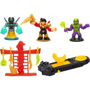 Legends of Akedo Ninja Fury Official Rules Starter Pack - 3 Warriors: Ultra RareThree Strikes Chux, Classic Venom Fang Ninja & Legendary Psyclone Shutdown & 1 Controller & Weapon Rack with 4 Weapons