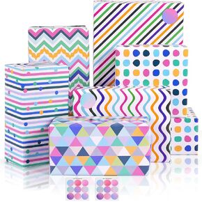 Birthday Wrapping Paper, 6 Sheets Rainbow Gradient Pastel Gift Wrapping Paper for Girls Women, Pink Purple Colorful Gift Wrapping Paper Sheets Gift Wrap for Birthday Wedding Baby Shower, 20 x 28 In