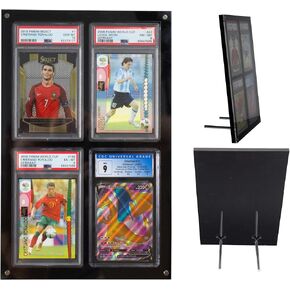 4-Card PSA & CGC Graded Card Display Frame & Stand - Wall Mountable, Clear Acrylic Case with Professional Look, Easy Assembly, for Sports & Trading Cards
