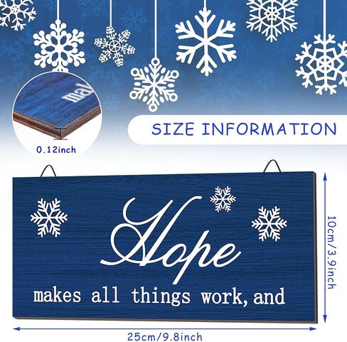 4 Pieces Christmas Plaid Wood Signs Snow Signs Faith Love Hope Family Wall Art Farmhouse Hanging Decor Rustic Christmas Wooden Plaque for Home Decor, 10 x 4 Inch (Dark Blue) in Saudi Arabia