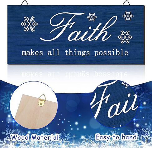 4 Pieces Christmas Plaid Wood Signs Snow Signs Faith Love Hope Family Wall Art Farmhouse Hanging Decor Rustic Christmas Wooden Plaque for Home Decor, 10 x 4 Inch (Dark Blue) in Saudi Arabia
