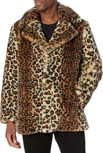 GUESS Men's Faux Leopard Fur Coat in Saudi Arabia