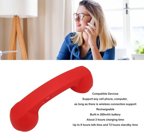 Wireless Retro Telephone Handset, Bluetooth Retro Phone with HD Speaker, Rechargeable, Radiation Proof, Wireless Mobile Phone Handset Receiver (Black) in Saudi Arabia
