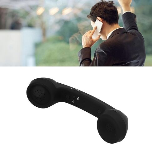 Wireless Retro Telephone Handset, Bluetooth Retro Phone with HD Speaker, Rechargeable, Radiation Proof, Wireless Mobile Phone Handset Receiver (Black) in Saudi Arabia