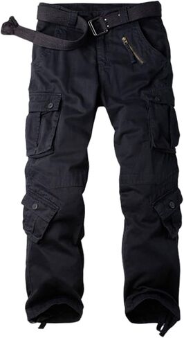 Men's Classic Casual Pants Heavy Cotton Cargo Work Trousers Military Army Combat Hiking Pant Multi Pockets in Kuwait