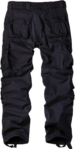 Men's Classic Casual Pants Heavy Cotton Cargo Work Trousers Military Army Combat Hiking Pant Multi Pockets in Kuwait