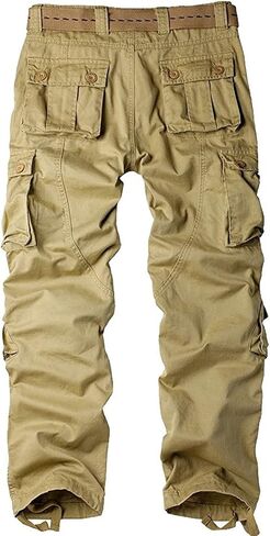 Men's Classic Casual Pants Heavy Cotton Cargo Work Trousers Military Army Combat Hiking Pant Multi Pockets in Kuwait
